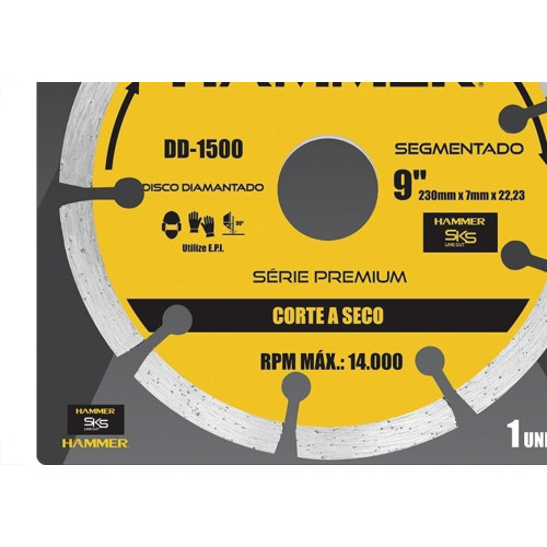 Disco Diamantado Hammer Segmentado 230Mm Seco Gydd1500