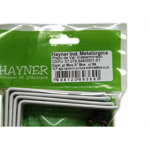 Cantoneira Moveis Hayner Branca 3'' 04Pecas 93690