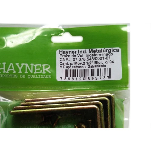 Cantoneira Moveis Hayner Bicromatizada 2.1/2'' 04Pecas 93737