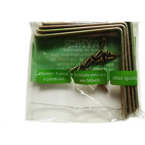 Cantoneira Moveis Hayner Bicromatizada 3'' 04Pecas 93744