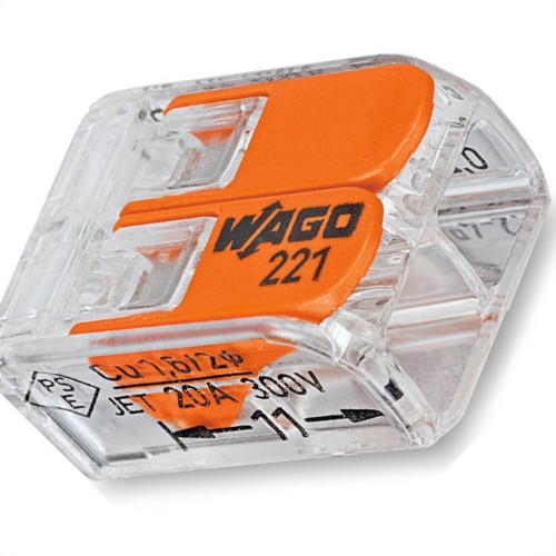Conector Emenda Wago 2Polo 4Mm 221-412 - Kit C/100 