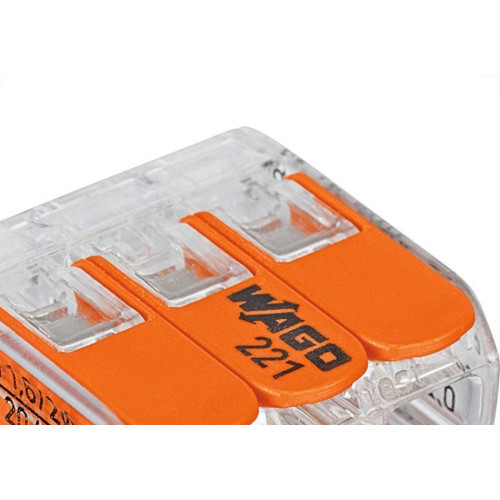 Conector Emenda Wago 3Polo 4Mm 221-413 - Kit C/50 