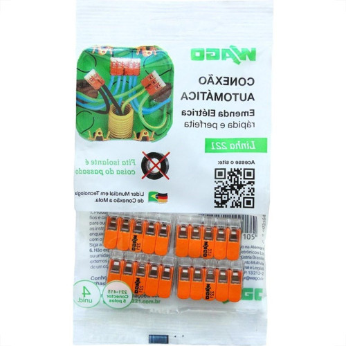 Conector Emenda Wago Flow 5Polo 4Mm Cm 4Pecas 415 