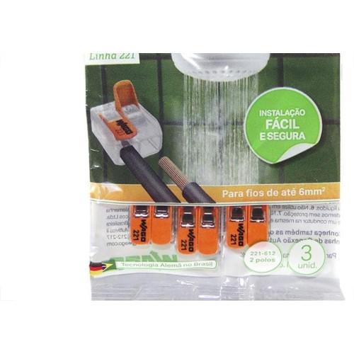 Conector Emenda Wago Flow 2Polo 6Mm Com 3Pecas 612 