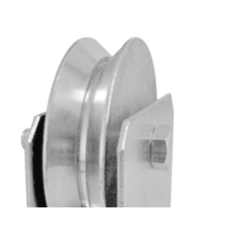 Roldana Zincada ''V'' Detoni Eixo Furado 2.1/2'' Com Suporte  - Kit C/2 