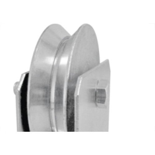 Roldana Zincada ''V'' Detoni Eixo Furado 3'' Com Suporte  - Kit C/2 