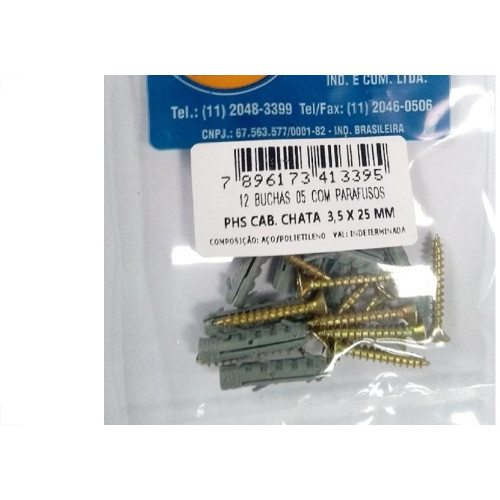 Parafuso Jomarfix Romeplast Chata Com Bucha 05 12Pecas 