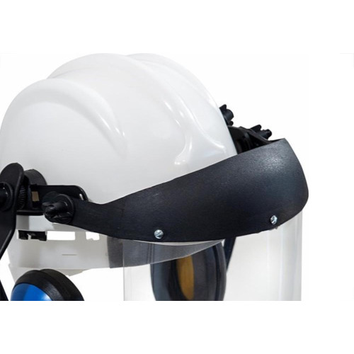 Capacete Com Abafador+Viseira Plastcor Branco 