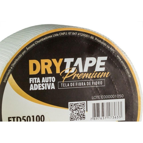 Fita Drywall Ancora Telada Fibra De Vidro 48Mmx100M Ftd50100