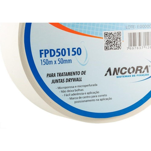 Fita Drywall Ancora De Papel Microperfurada 50Mmx150M Fpd50150