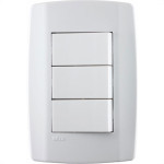 Conjunto Ilumi Slim 4X2 Branco Com Placa (3Simples) 8019