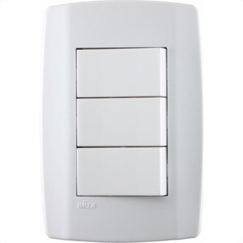 Conjunto Ilumi Slim 4X2 Branco Com Placa (3Simples) 8019