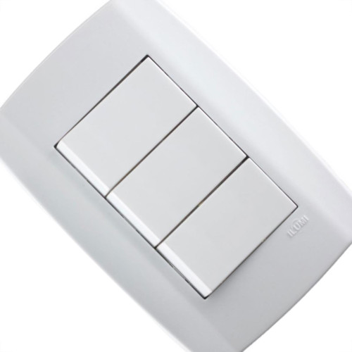 Conjunto Ilumi Slim 4X2 Branco Com Placa (3Simples) 8019