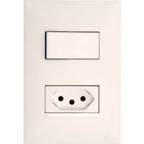 Conjunto Pial Plus+ 4X2 Branco Com Placa(1Simples+Tomada 20A) 615073Bc