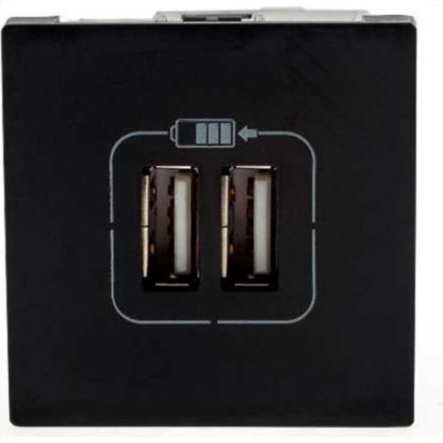 Modulo Pial Plus+ Preto 2Tomada Usb 2400Ma 615089Pt