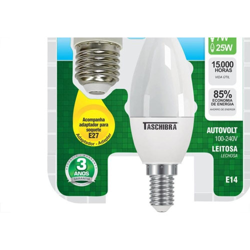 Lampada Led Vela Taschibra 3,1W 6500K Leitosa Tvl25 