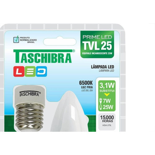 Lampada Led Vela Taschibra 3,1W 6500K Leitosa Tvl25 
