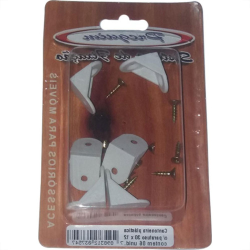 Cartela Cantoneira Moveis Preguim Plastica Com Parafuso Com 06Pecas 
