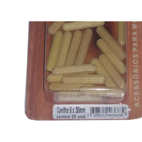 Cartela Cavilha Preguim 6X30Mm Com 20Pecas  - Kit C/10 