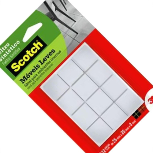 Feltro Auto-Adesivo 3M Branco Quadrado M 12Pecas Fp-065 Hb004262596