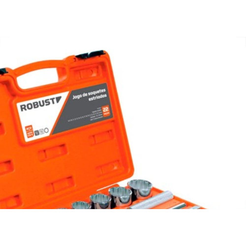 Soquete Robust Soli D26Em ''Mm'' Sem Manivela Estriado 22Pecas 60230