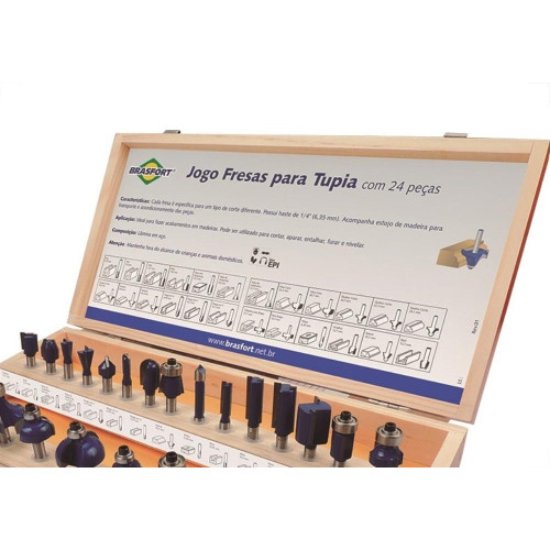 Fresa P/Tupia Brasfort Kit Com 24 Pecas 7895