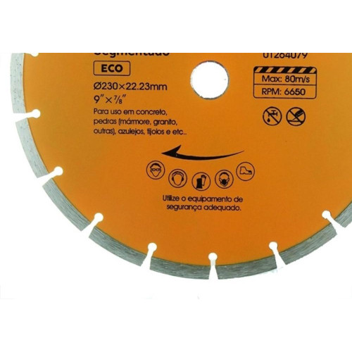 Disco Diamantado Starfer Eco Segmentado 230Mm Seco/Agua 