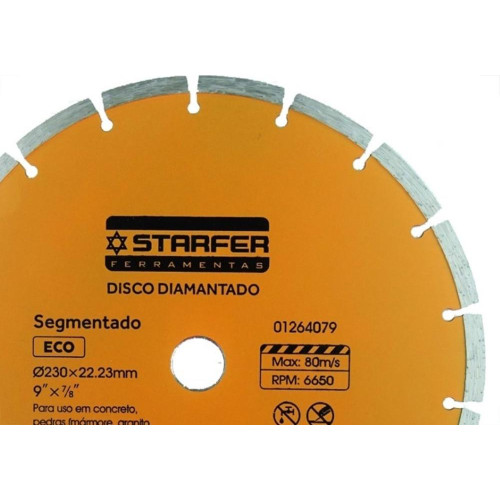 Disco Diamantado Starfer Eco Segmentado 230Mm Seco/Agua 