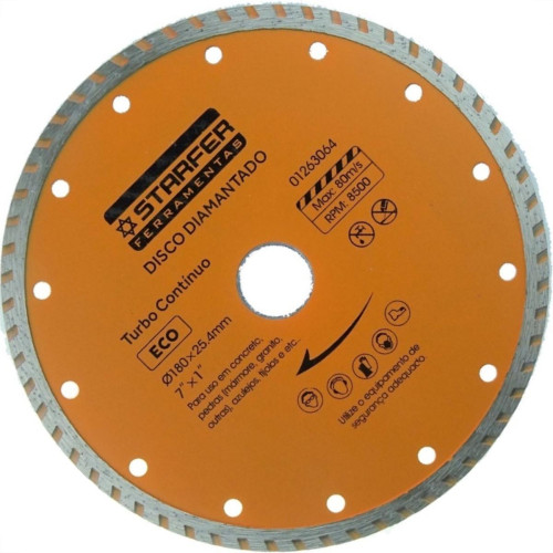 Disco Diamantado Starfer Eco Turbo 180Mm Seco/Agua 