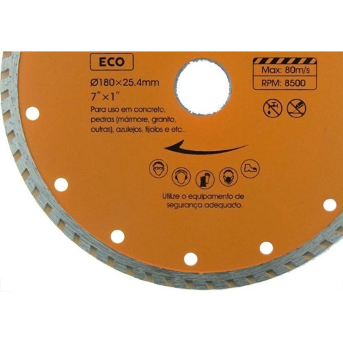 Disco Diamantado Starfer Eco Turbo 180Mm Seco/Agua 