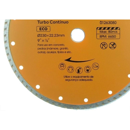 Disco Diamantado Starfer Eco Turbo 230Mm Seco/Agua 