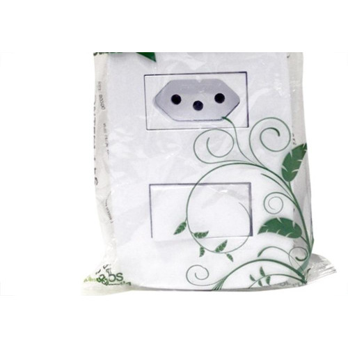 Conjunto Ilumi Slim 4X2 Branco Com Placa (1Simples+Tomada 10A) 80200