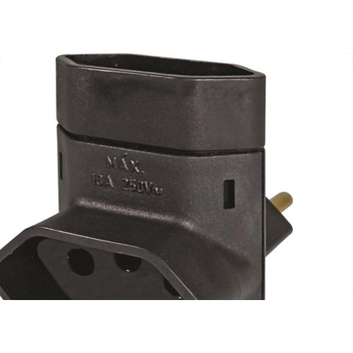 Pino 3 Saidas 2 Polos+Terra Perlex Preto 345Prc/10 - Kit C/10 