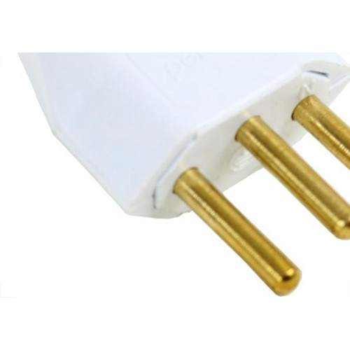 Pino Macho 2 Polos+Terra Perlex 10A Branco 1043Brc/10 - Kit C/10 