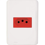 Conjunto Perlex Aros 4X2 Branco Com Placa(1Tomada 10A Vermelha) 7311 7311Vm