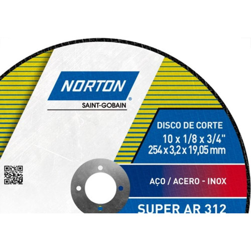 Disco De Corte Para Ferro Norton 10 X 1/8 X 3/4 312 
