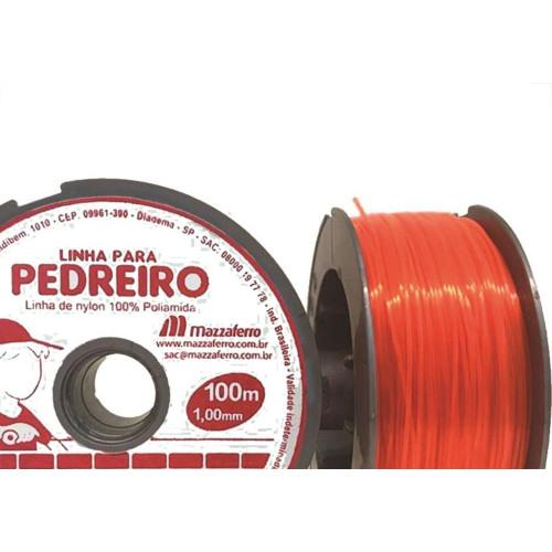 Linha Pedreiro Nylon Mazzaferro 0,8Mm 100M Laranja 19Dp1Lp80 - Kit C/10 