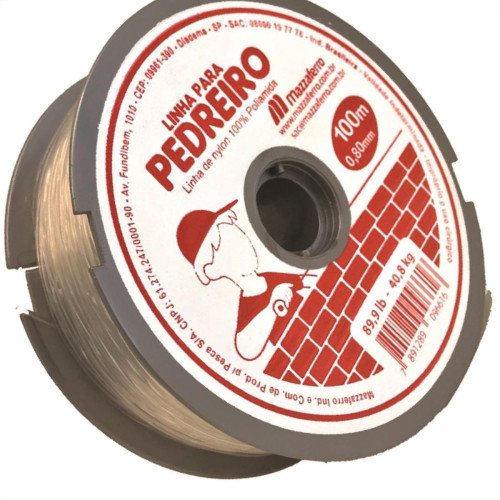 Linha Pedreiro Nylon Mazzaferro 0,8Mm 100M Branca 19Dp1Bp80 - Kit C/10 