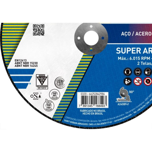 Disco De Corte Para Ferro Norton 312 10X1/8X5/8 