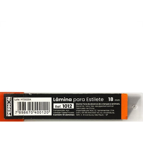 Lamina Estilete Larga Perkon 10Pecas 1012