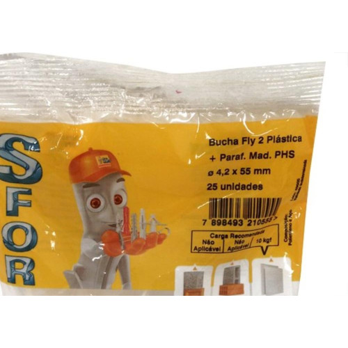 Bucha Fixacao Sforplast Gesso Drywall 2'' 04 A 16 + Parafuso 25 Pecas Fly 204