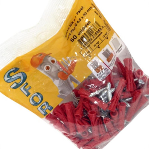 Bucha Fixacao Sforplast Mx 08 Com Parafuso 50 Pecas 1698