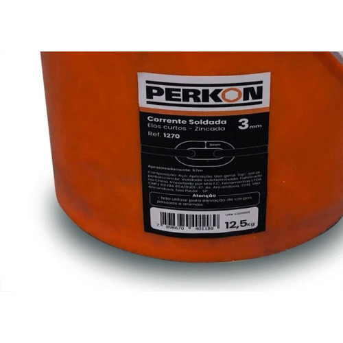 Corrente Soldada Perkon Zincada 3,0 12,5Kg/ 67M 1270