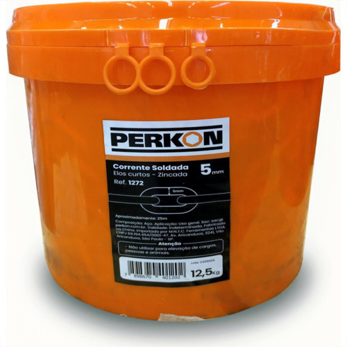 Corrente Soldada Perkon Zincada 5Mm 12,5Kg Aproximadamente 25M 1272