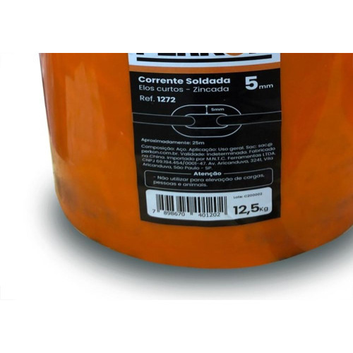 Corrente Soldada Perkon Zincada 5,0 12,5Kg/ 25M 1272