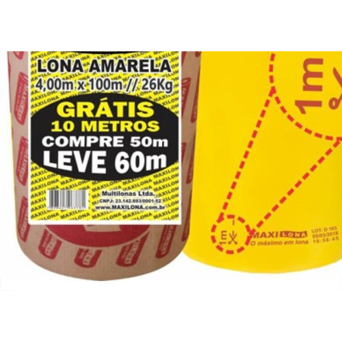 Lona Plastica Maxilona Amarela Reciclada 4X100M+10M 26Kg 100 Micras 1.01.0052