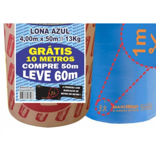 Lona Plastica Maxilona Azul Reciclada 4X 50M+10M 13Kg 100 Micras 1.01.0056