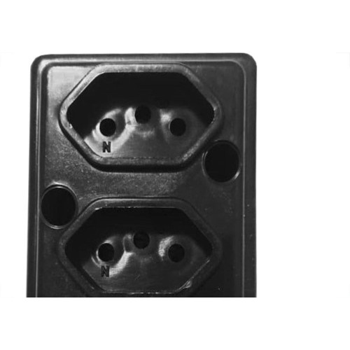 Tomada Barra Naticon   Dupla 10A 2 Polos +Terra Preta 568