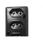 Tomada Barra Naticon   Tripla 10A 2 Polos +Terra Preta 569