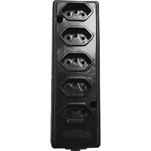 Tomada Barra Naticon   Quintupla 10A 2 Polos +Terra Preta 571